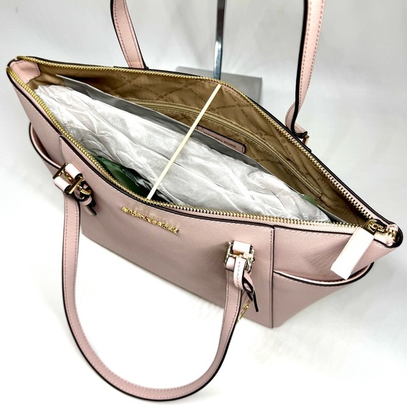 Michael Kors Charlotte Large Leather Top-Zip Tote Bag - Powder Blush - Picture 7 of 10